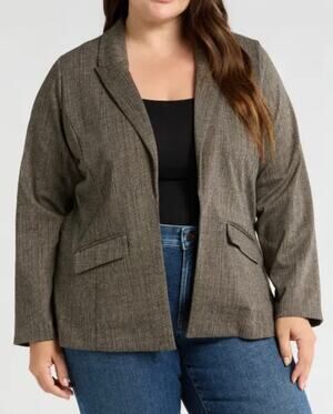 Wit & Wisdom Blazer Open Jacket Womens Size 2X XXL Stretchy Brown Black